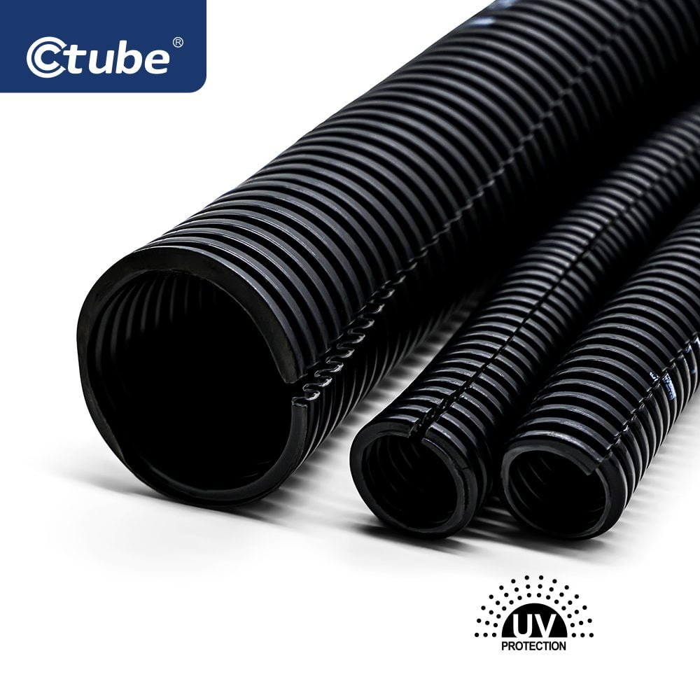 black split solar corrugated conduit