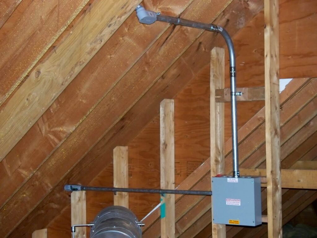 solar conduit and box run through attic