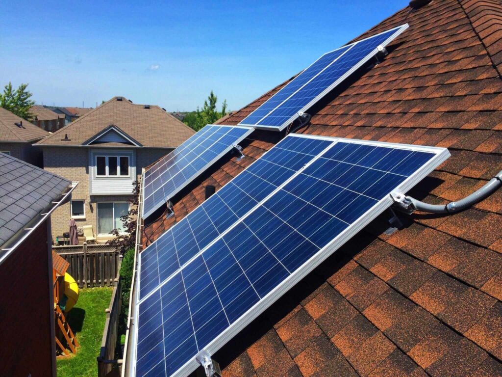 solar panel and conduit on the roof