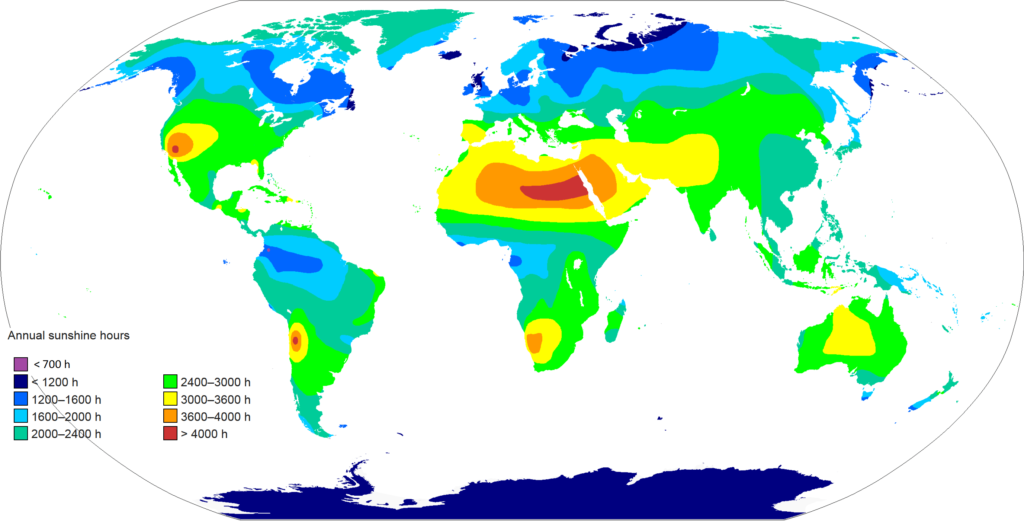 Amount of Sunlight in Your Region